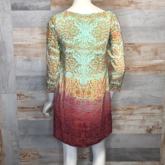 Anthro Maeve Cleome Silk Ombre Print Dress - Picture 6 of 8
